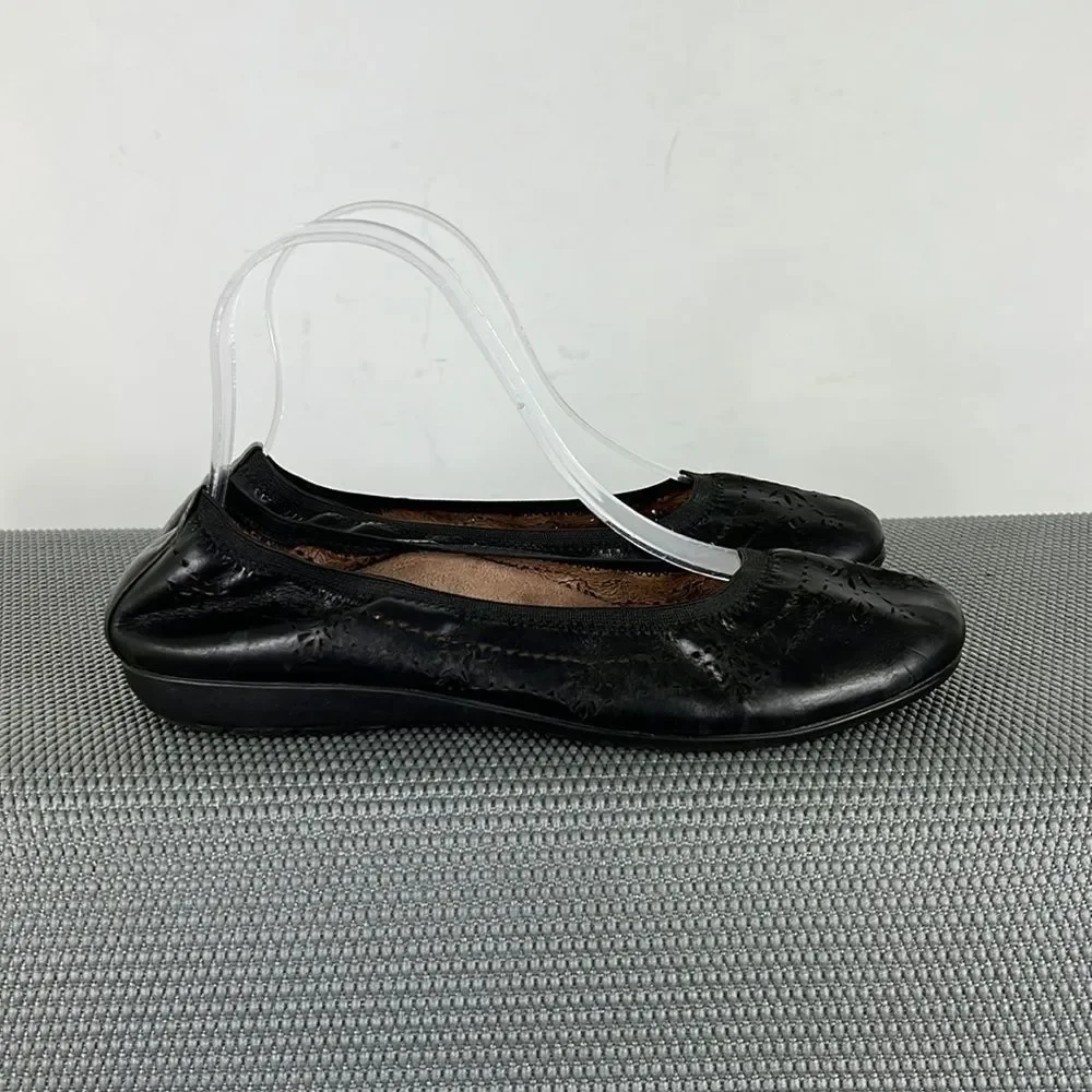 Abeo bio system black leather cutout minimalist Tamra ballet flats women’s 8